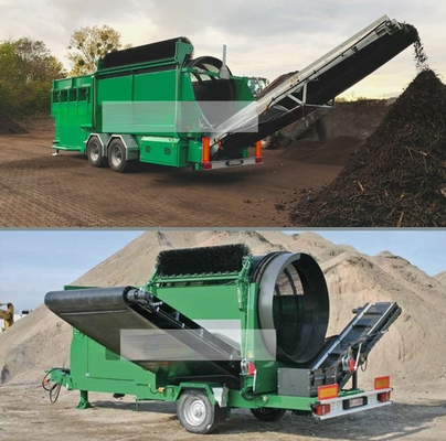 Mobile Trommel Screener MTS1230 für Erdsand Kies Kompost Holzsplitter hohe Kapazität