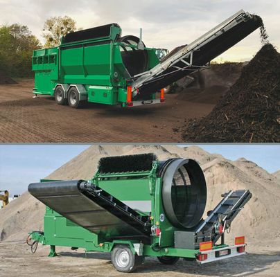 Top Soil Screener Mobile Kompost Trommel Screen Screening für Sägemehl Holzsplitter Verweigern