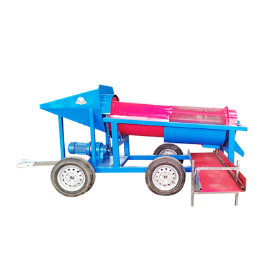 Maximale Größe 100 mm Mobil Goldbergbau Rotationstrommelbildschirm mit Benzin- oder Dieselmotor