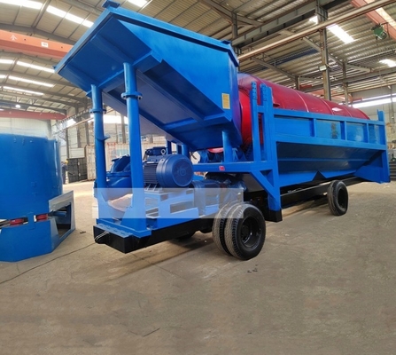 80-150 t/h Kapazität Stahl Mineraltrennung Gold und Diamanten Bergbau Mobiltrommelbildschirm