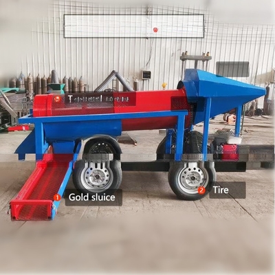 Kleine Kapazität 10 Tonnen mobile Gold-Sand-Trennmaschine Bergbau Trommel-Bildschirmwaschanlage
