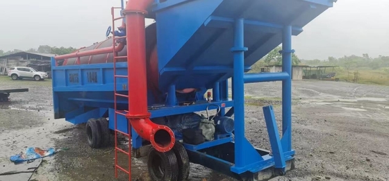 Mobile Goldwaschanlage mit anpassbarer Entladung Größe Sand Drehtrommel-Bildschirm