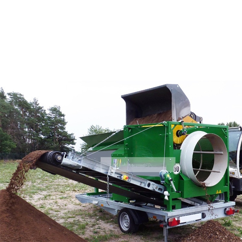 Top Soil Screener Mobile Kompost Trommel Screen Screening für Sägemehl Holzsplitter Verweigern