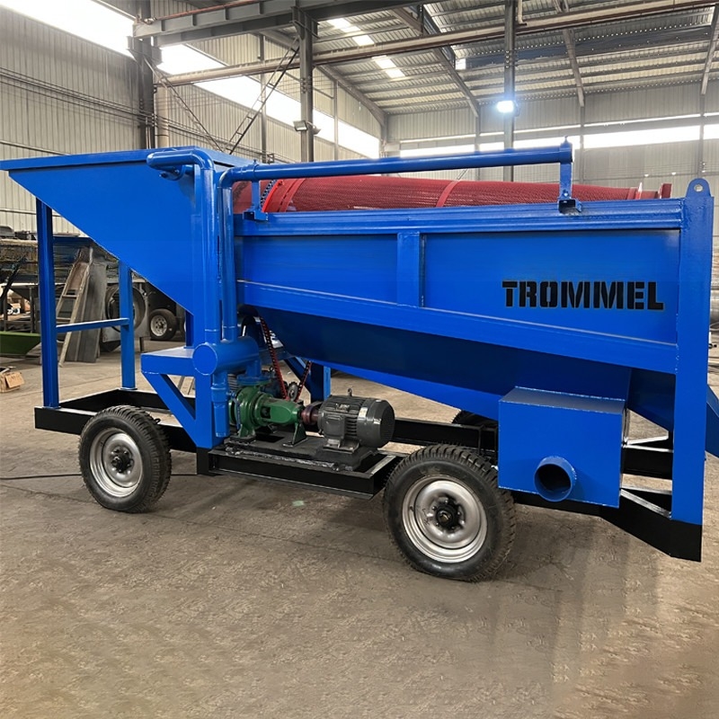 Ausrüstung für den Goldbergbau Rotationsschrubber Mobil Gold Trommel Bildschirmzufuhr Größe 300 mm